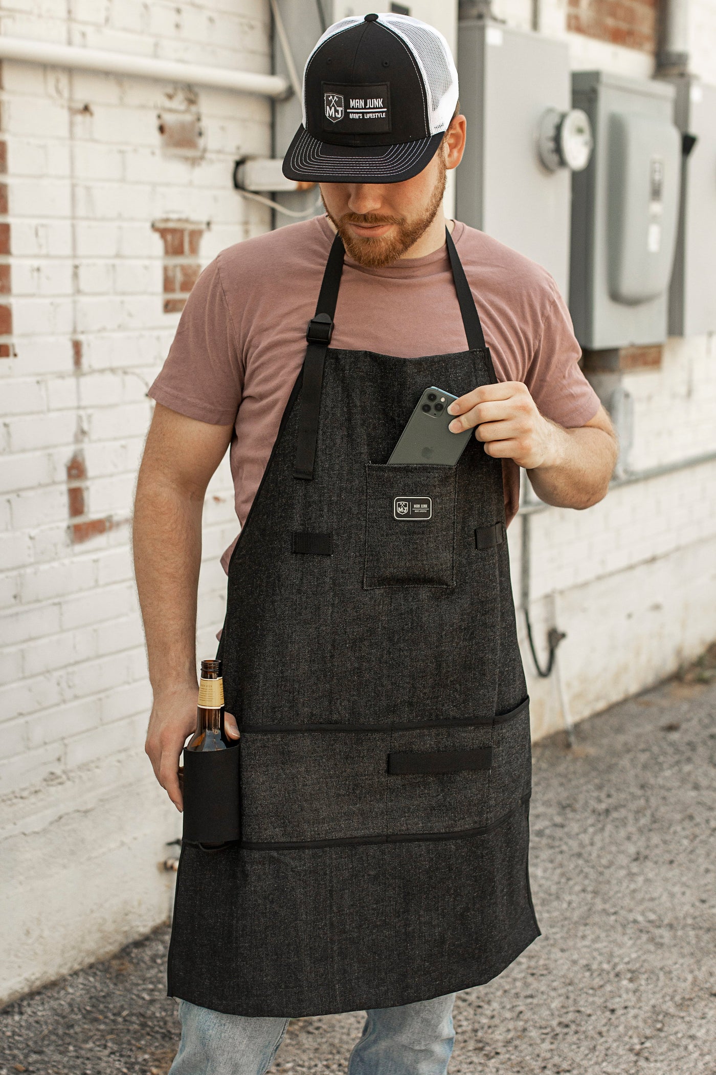 Black Denim Man Junk Apron